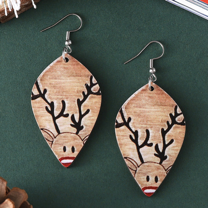 Wholesale Christmas Winter Elk Geometric Pendant Earrings