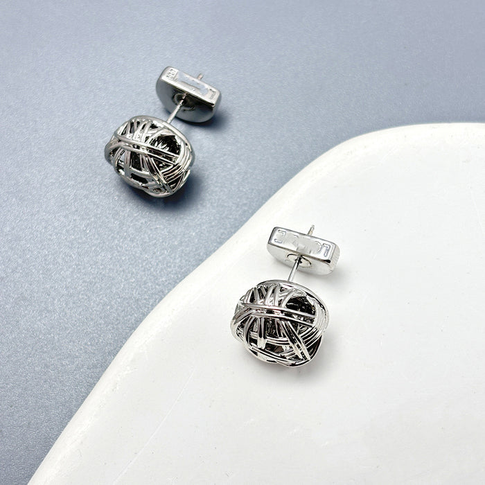 Wholesale Gold openwork woven exaggerated earrings