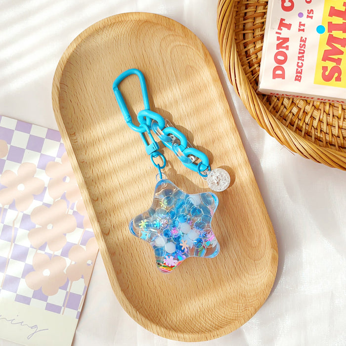 Wholesale Acrylic Star-Filled Liquid Glitter Keychain