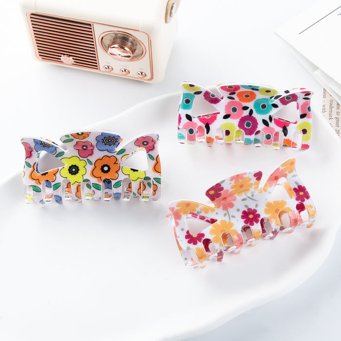 Wholesale Bow-Shaped Flower Pattern Hair Clip