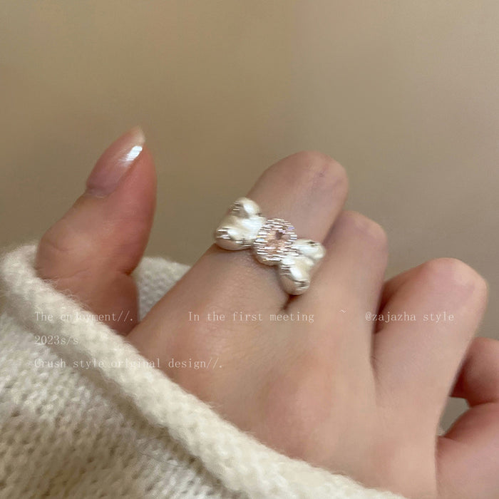 Wholesale Bow ring, fashionable and personalized tail ring, matte and sweet opening ring