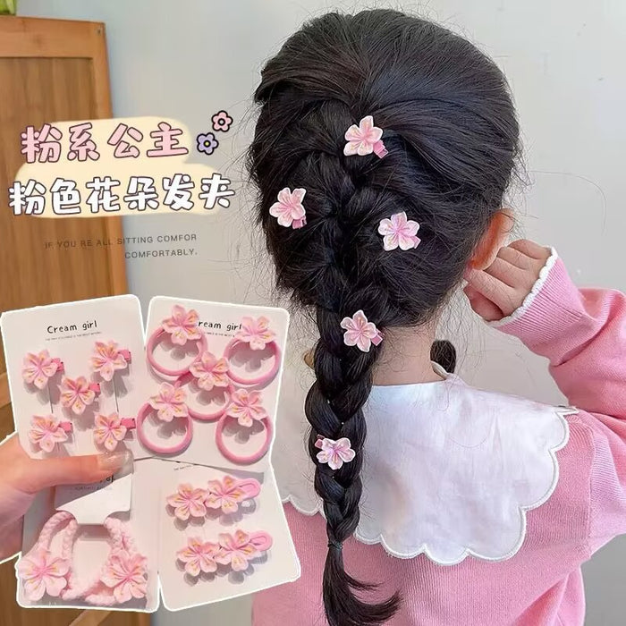 Wholesale Plastic Cherry Blossom Hair Clips Set Spring Floral Hair Accessories for Girls
