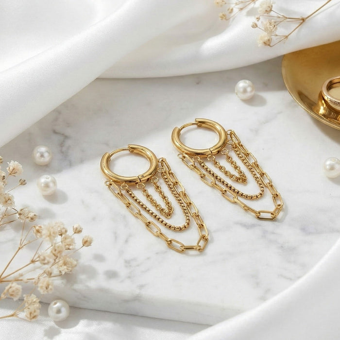 Wholesale Titanium steel Minimalist &  Stylish Chain Tassel Earrings