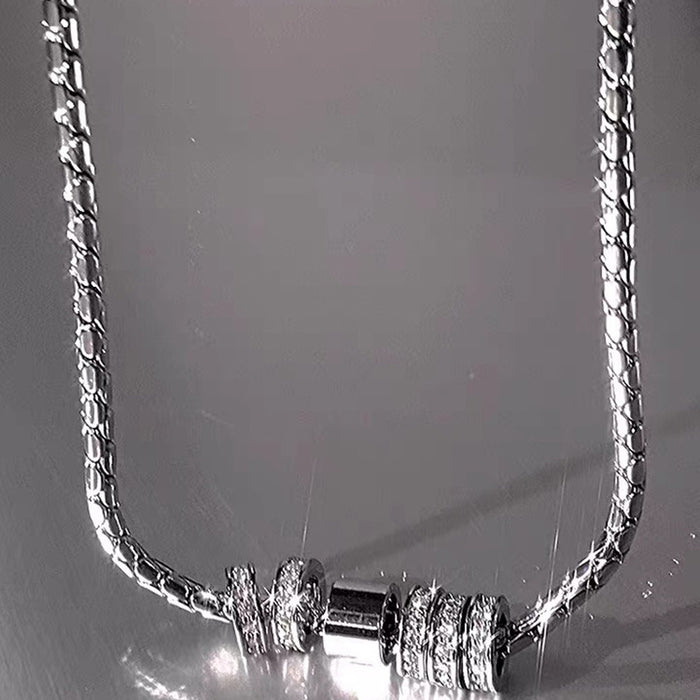 Wholesale Sparkling diamond ring pendant titanium steel necklace, light luxury design, fashionable and versatile temperament, collarbone chain accessory