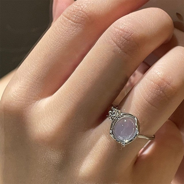 Wholesale Fashion trend inlaid ring, light luxury niche open mouth ring