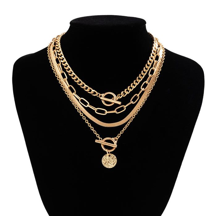 Wholesale Multi-Layer Sun Pendant Necklace Gold Alloy Trendy Fashion Accessory