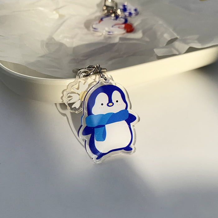 Wholesale Cartoon Cute Penguin Diary Acrylic Keychain Jewelry Pendant
