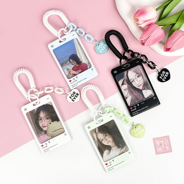 Wholesale Acrylic Plastic Transparent Card Holder Keychain JDC-KC-BoWen002