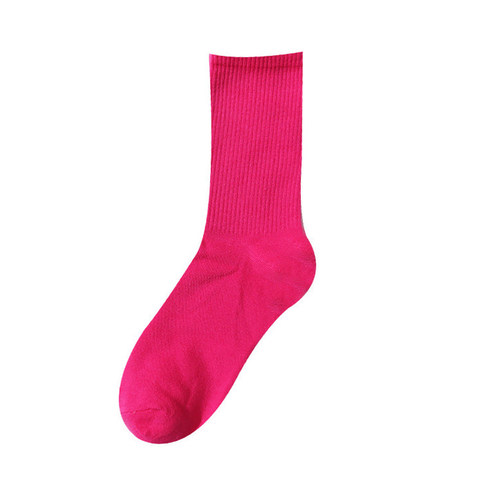 Wholesale Fresh women's socks calf mid leg socks solid color long socks student sports skateboard socks