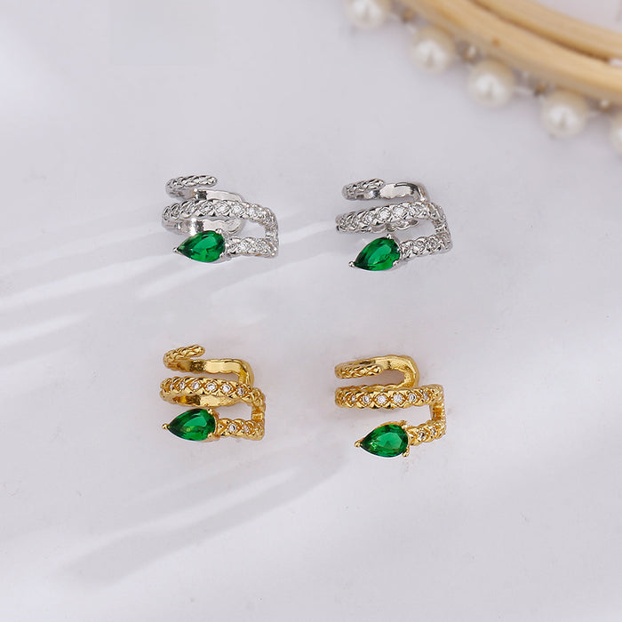 Wholesale   snake-shaped ear clip ear bone clip  multi-layer design without pierced full diamond zircon earrings