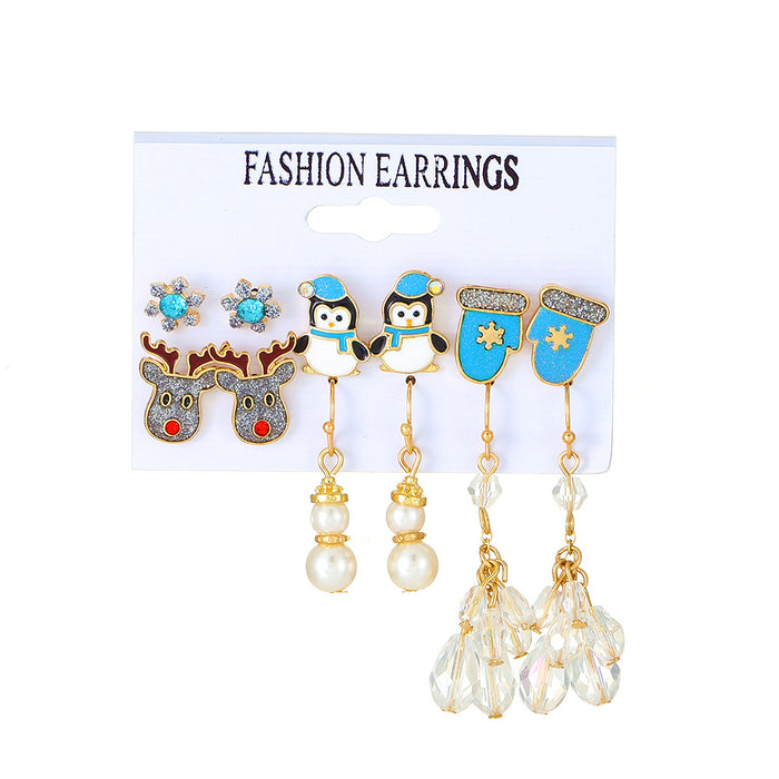 Wholesale Christmas snowflake elk  earrings suit