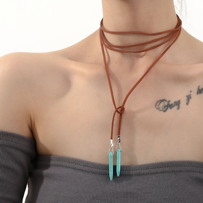 Wholesale Turquoise Retro Ethnic Style Long Necklace