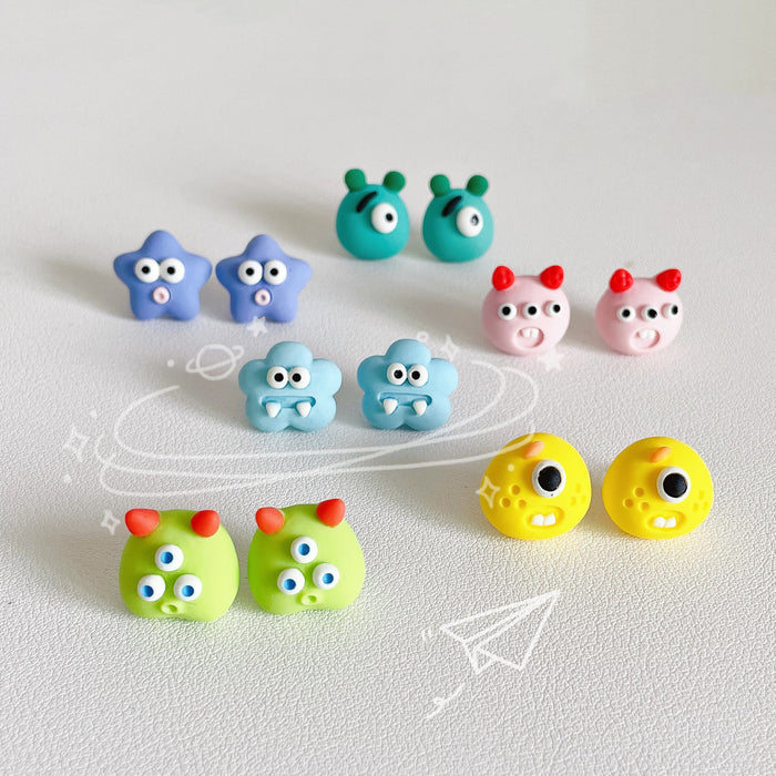 Wholesale Resin Earrings Cute Cartoon Big Eyes JDC-ES-Wenhua002