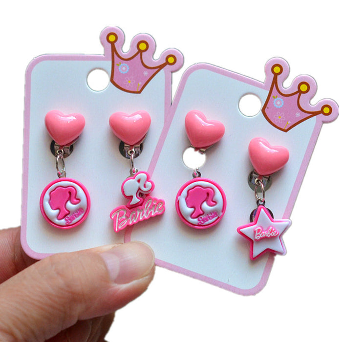 Wholesale Resin Girls Love Princess Necklace Bracelet Ear Clip Ear Stud Set JDC-ES-SLL001