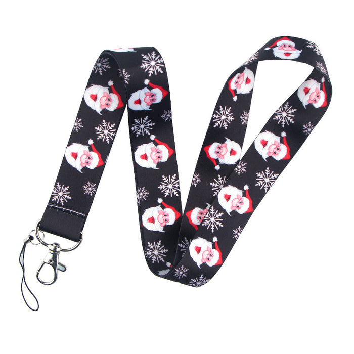 Wholesale 3 pcs  Double-sided printed polyester long rope webbing hard case protective case keychain