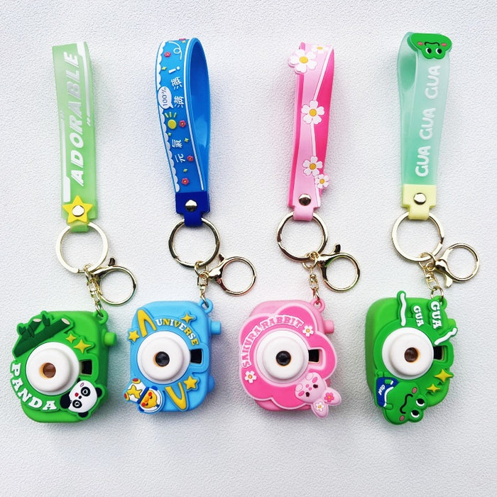 Wholesale PVC Cartoon Rainbow Projection Camera Keychain JDC-KC-WuYi099