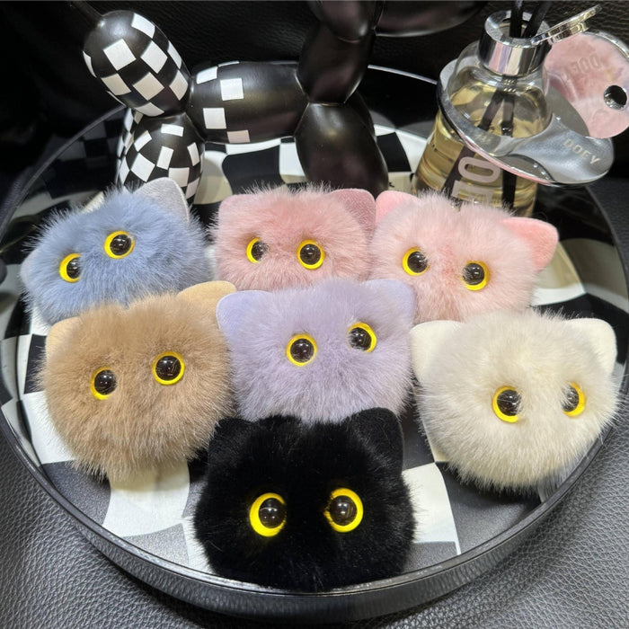 Wholesale plush cartoon cat head pendant cute animal Keychain Car bag key chain fashion small gift