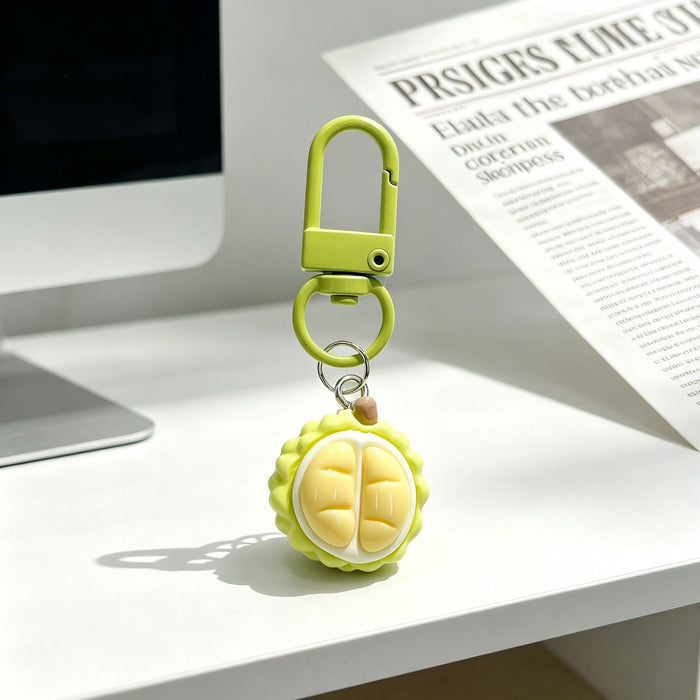 Wholesale Resin Fruit Keychain Cute Durian Blueberry Strawberry Pendant MOQ≥5