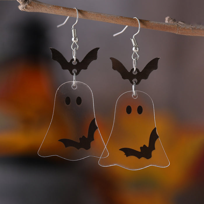 Wholesale  Bat Ghost Splicing Pendant Earrings Acrylic Double-Sided Earrings  Earrings