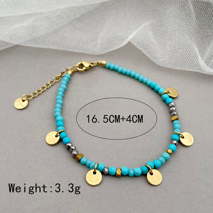 Wholesale Beaded Small Round Piece Fashionable Exquisite Bracelet for Women 14K Gold Titanium Steel Natural Stone Bracelet