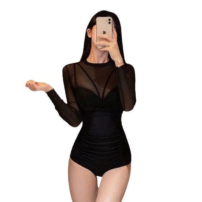 Wholesale One piece slimming and concealing lace sexy long sleeved hot spring vacation