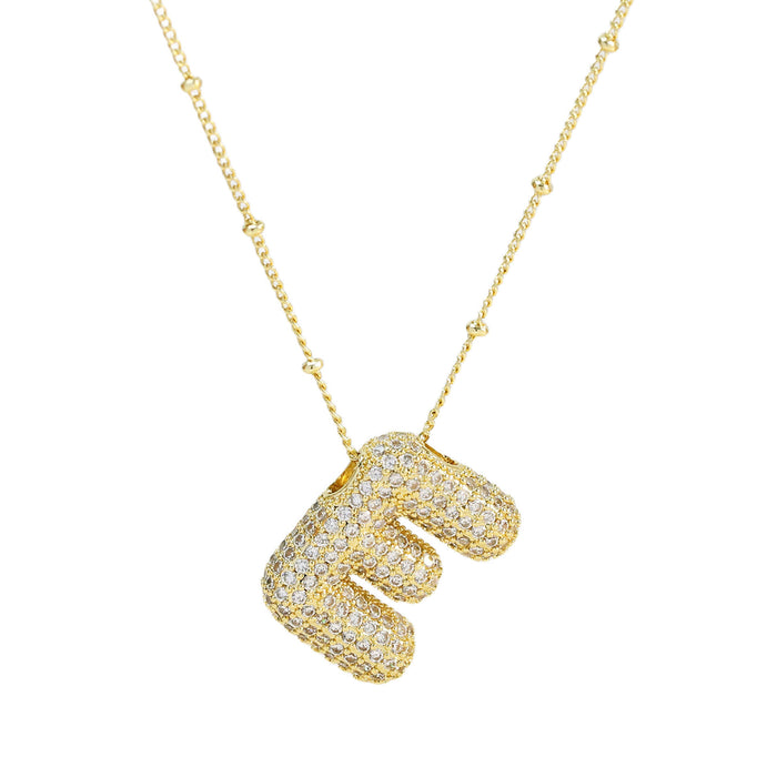 Wholesale 18k Brass Zircon Balloon 26 English Letters Necklace JDC-NE-BaiYi003