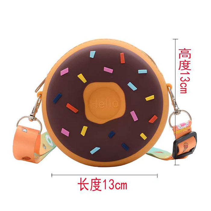 Wholesale Rainbow Donut Bag Children's Coin Purse Silicone Shoulder Backpack Baby Cartoon Wallet Crossbody Bag Women