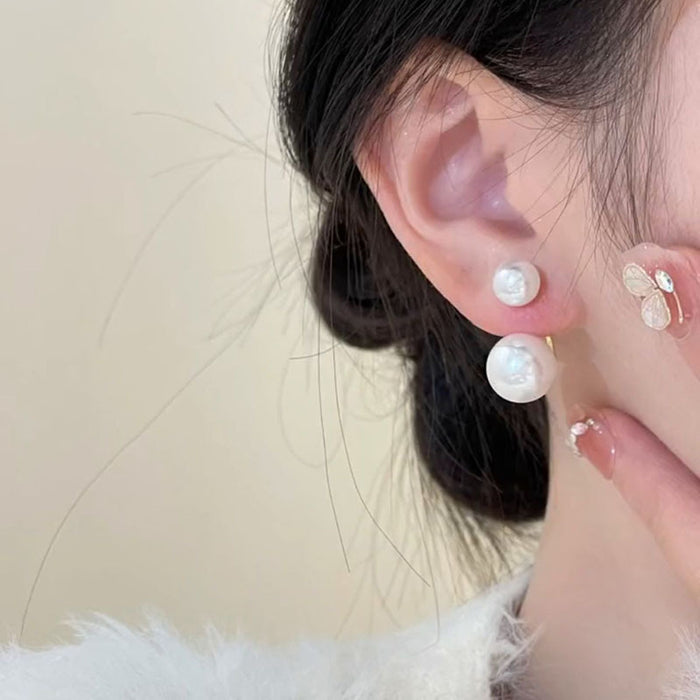 Wholesale High end double-sided pearl earrings with elegant design and versatile earrings
