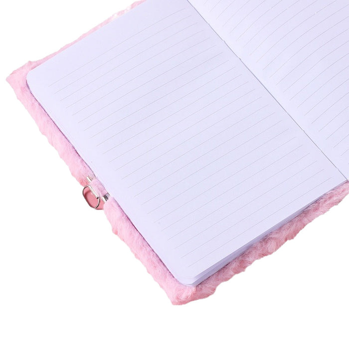 Wholesale Heart-Shaped Lock Plush Notebook Cartoon Lock Pink Plush Notebook Set