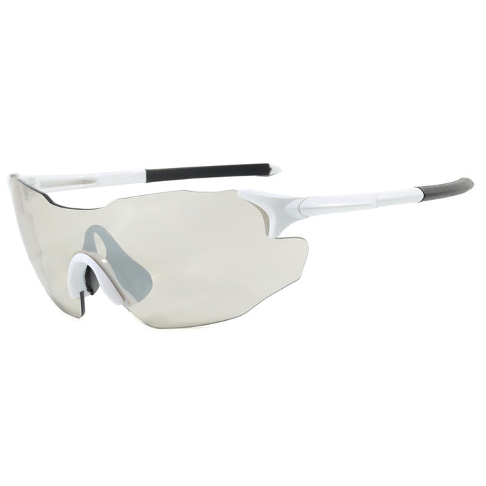 Wholesale White frame photosensitive color changing riding glasses for day and night use, outdoor bicycle climbing glasses, UV protection, leisure