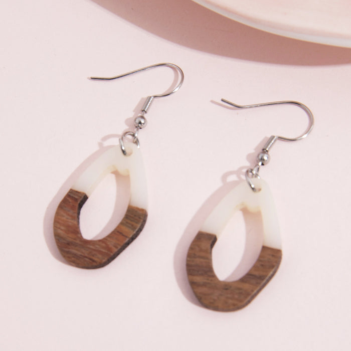 Wholesale Vintage Personalized Splicing Wooden and Resin Shaped Water Drop Earrings DIY Earrings Accessories