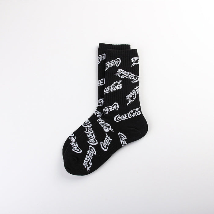 Wholesale Letter casual sports jacquard red youth mid tube socks trendy socks long socks