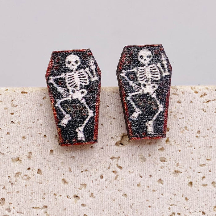Wholesale  Earrings Horror Pumpkin Ghost Bat Wooden Earrings