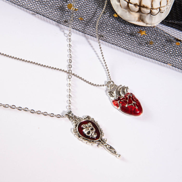 Wholesale Electroplated Alloy Gothic Heart Pendant Necklace Dripping Blood Skull Cross Jewelry MOQ≥5