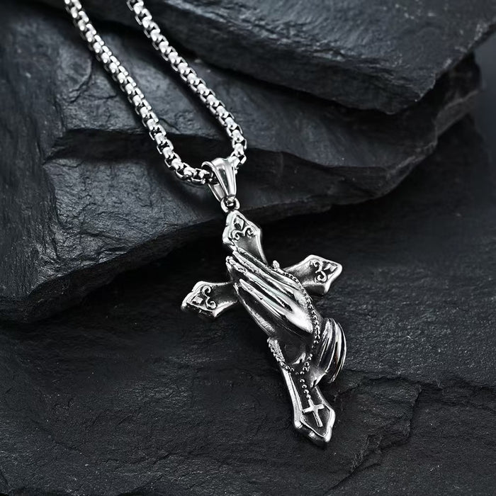 Wholesale Personalized cross necklace, niche design, retro and versatile hip-hop pendant accessory