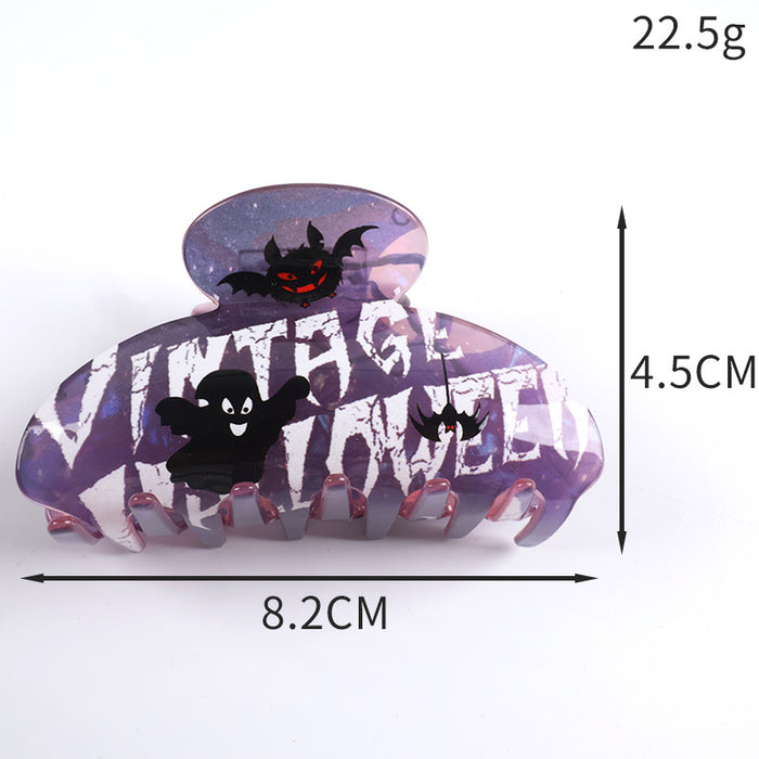 Wholesale Halloween imitation acetate  funny dark style shark clip personality creative pumpkin hairpin ghost clip