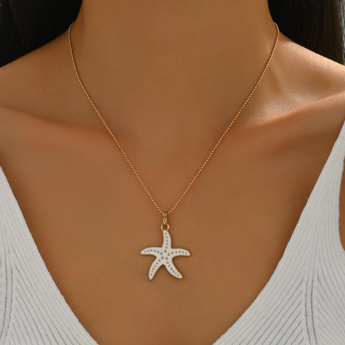 Wholesale Niche Design Shell Wave Necklace Fashion Drip Oil Conch Collar Chain