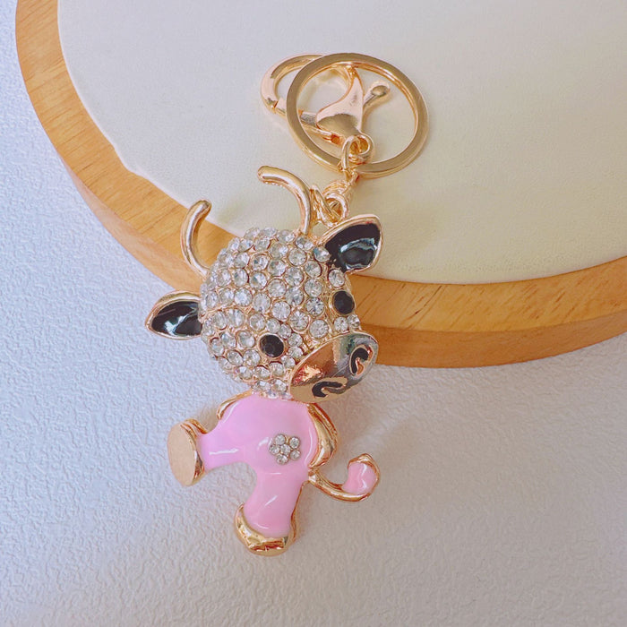 Wholesale Rhinestone Dancing Calf Zinc Alloy Keychain JDC-KC-ZhanLun006