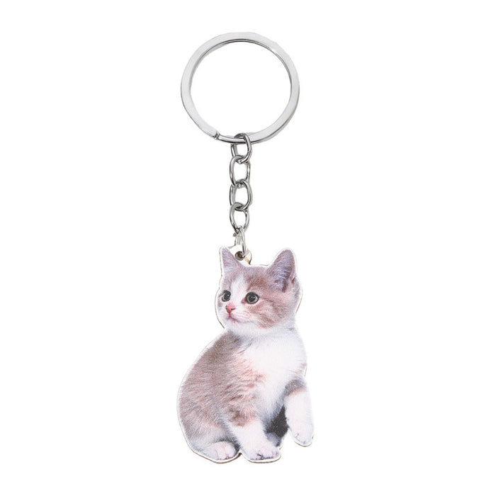 Wholesale Cute Cartoon Kitten Wooden Keychain JDC-KC-RongRui009