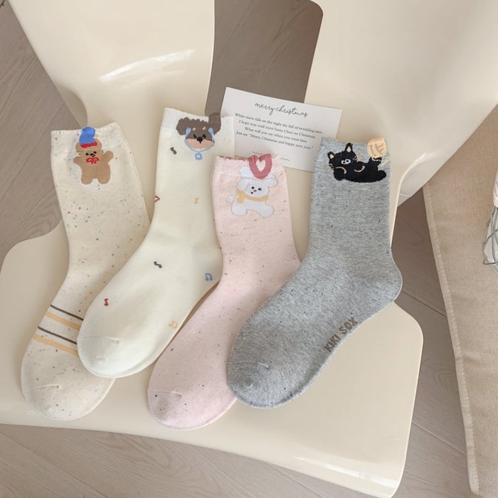 Wholesale New Cute Cartoon Cotton Socks, Mid Tube Socks, Stacked Socks