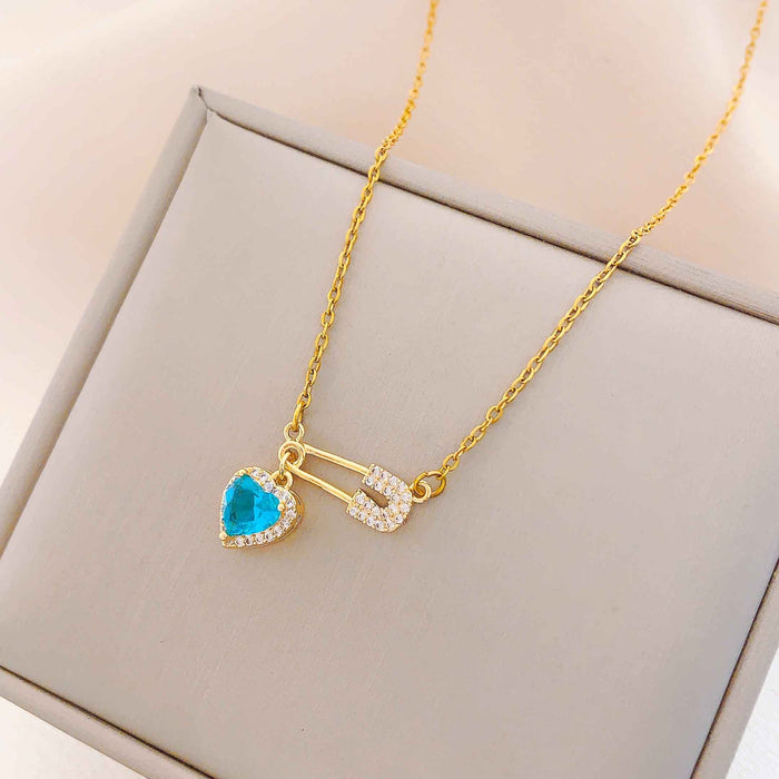 Wholesale Trendy Love Pin Necklace Titanium Steel Real Gold Plating Fashion Accessory
