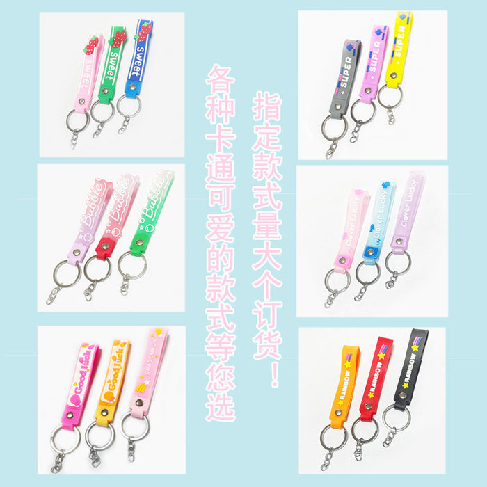 Wholesale key chain bag pendant accessories silicone leather rope pvc key chain