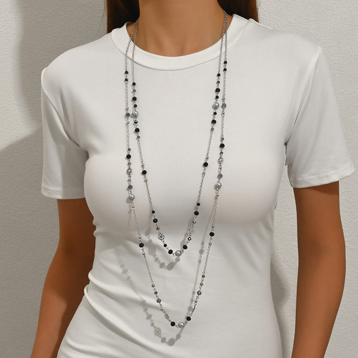 Wholesale Trendy Water Wave Star Necklace Copper Silver Electroplated Fashion Jewelry Accessory