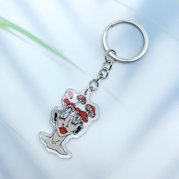 Wholesale Acrylic Mushroom Girl Keychain JDC-KC-HanR002