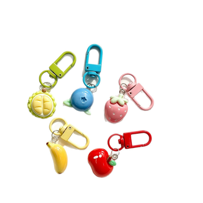 Wholesale Resin Fruit Keychain Cute Durian Blueberry Strawberry Pendant MOQ≥5