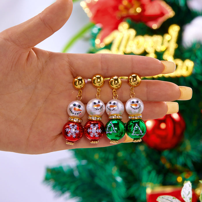 Wholesale Cute and versatile Christmas snowman earrings