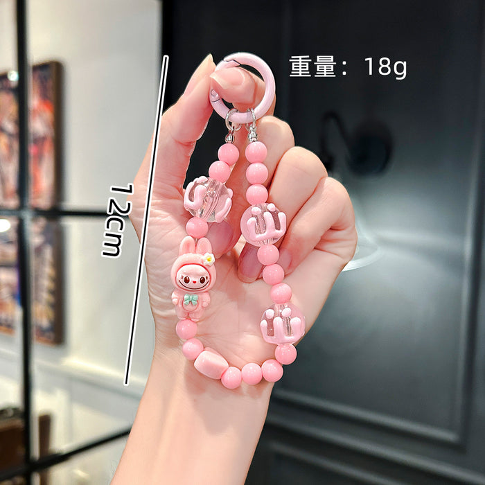 Wholesale Cartoon Cute  Graffiti Bead Bracelet Mobile Phone Lanyard  Wrist Pendant Beaded Chain Pendant