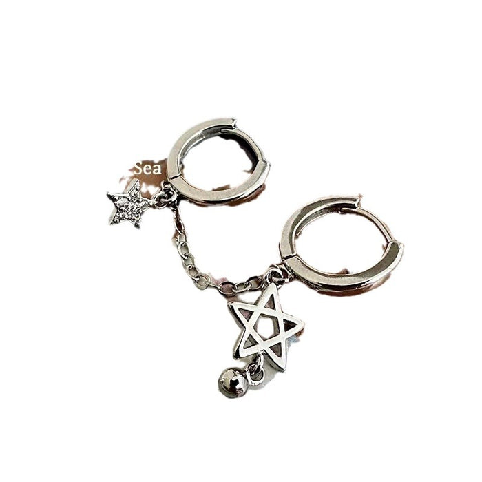 Wholesale Star Chain Double Ear Holes Ear Ring Stacked with Tassel Integrated Five-pointed Star