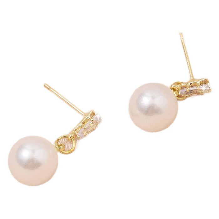 Wholesale Retro pearl earrings with simple and fashionable temperament, personalized and high-end feeling, diamond studded earrings