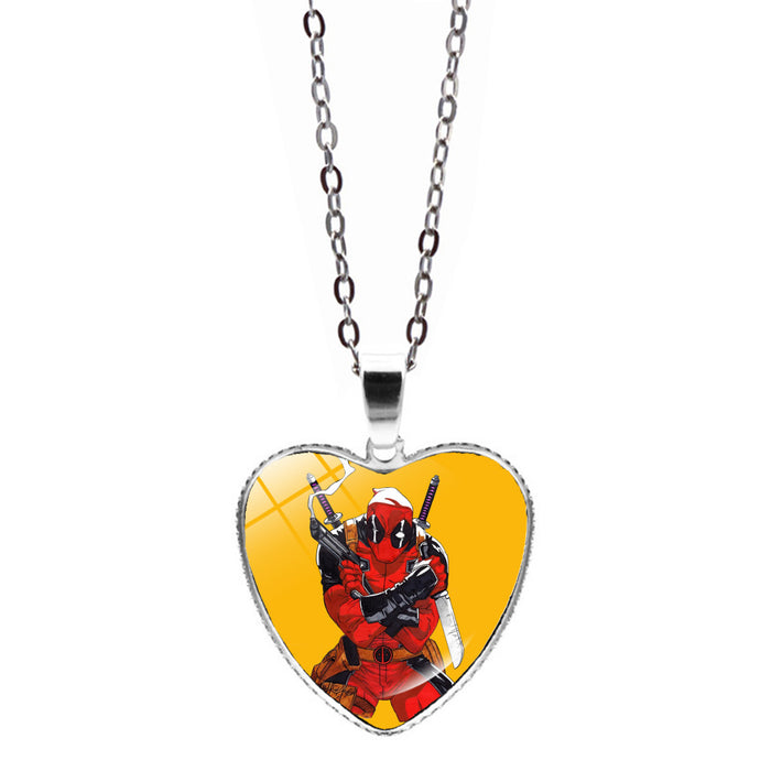 Wholesale Marvel Deadpool Wolverine Love Necklace Jewelry Women Deadpool Wolverine Heart Pendant Sweater Chain JDC-NE-JY003